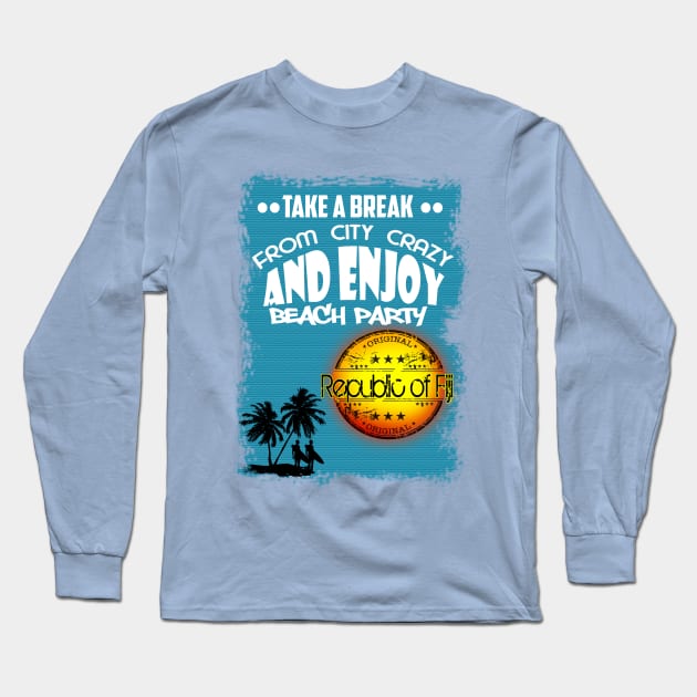 Republic Of Fiji Beach Day Long Sleeve T-Shirt by dejava